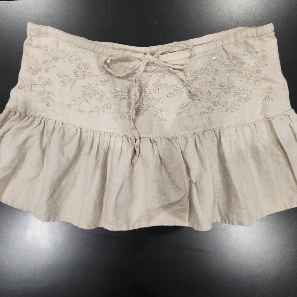 Forever 21 Linen Mini Skirt with Sequins Size XS